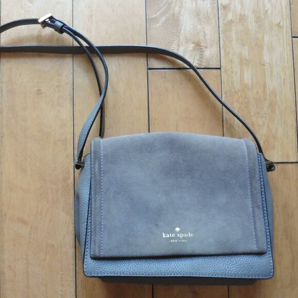 Kate Spade Michela Lewis Drive Suede/Leather Crossbody Purse Bag in Haregrey - Picture 6 of 6